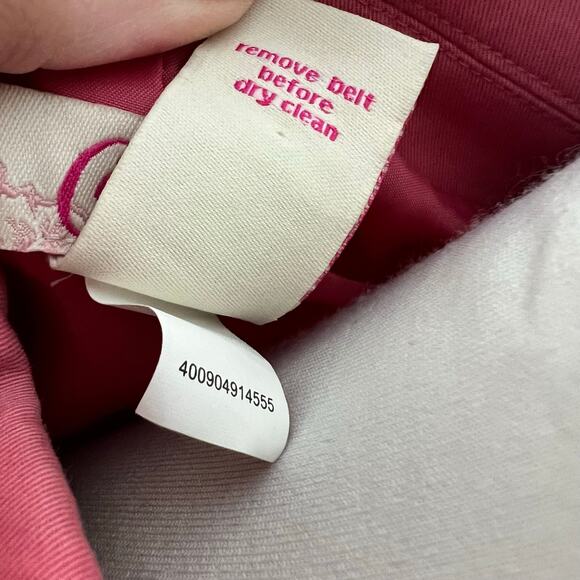 Candie's Peacoat Jacket w Pockets Large Pink Double Breasted Belted A-Line Y2K - Picture 8 of 9